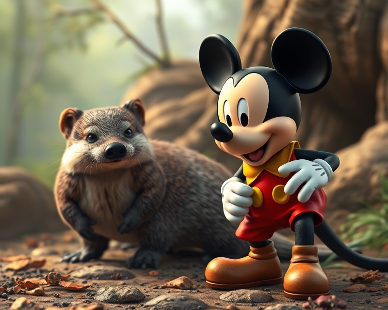 mickey mouse, armadillo, otter